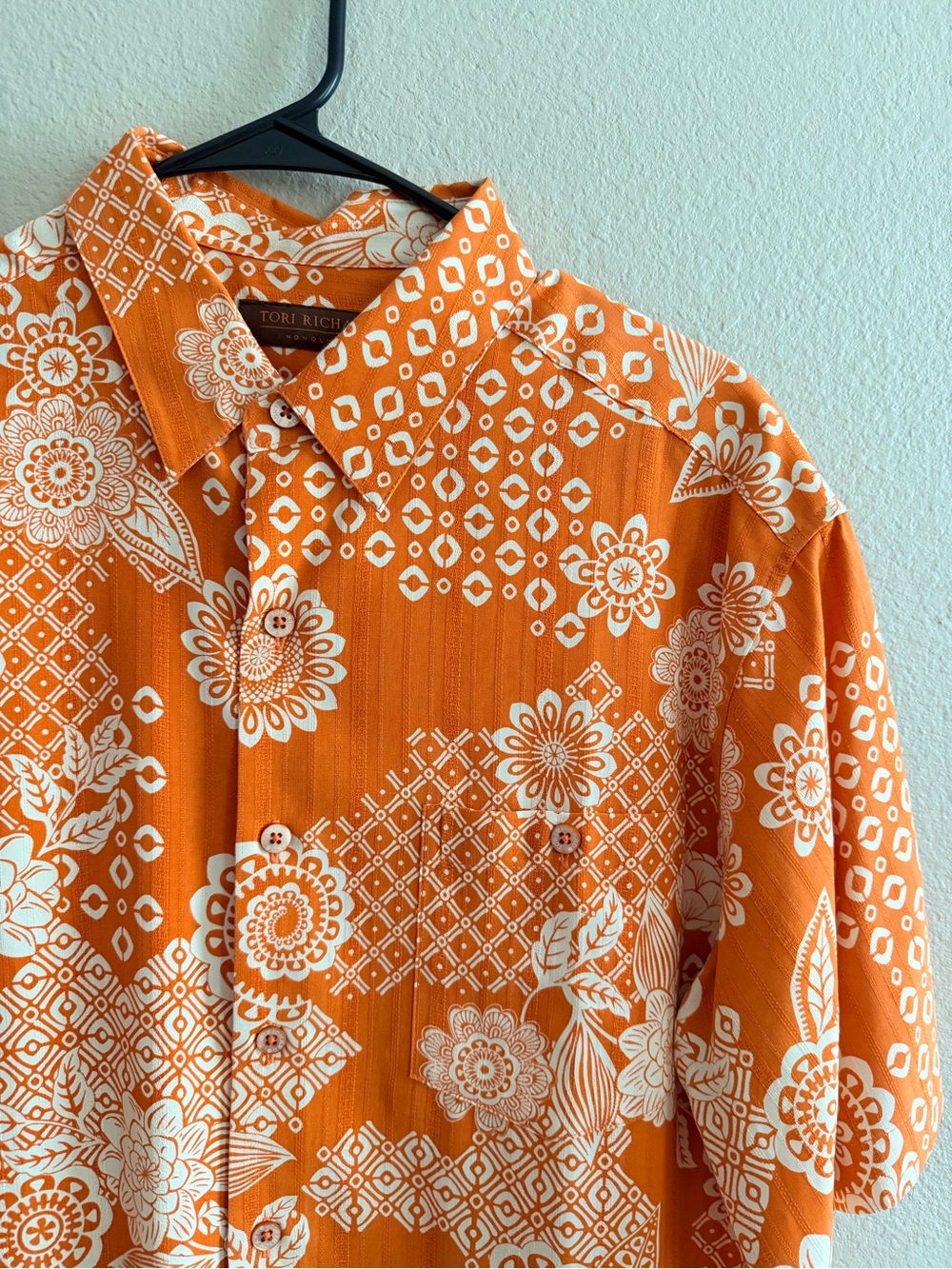 Tori Richard Orange Silk Floral Button Down